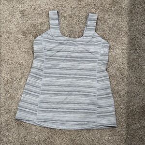 lululemon athletica Gray/White Striped Tank Top